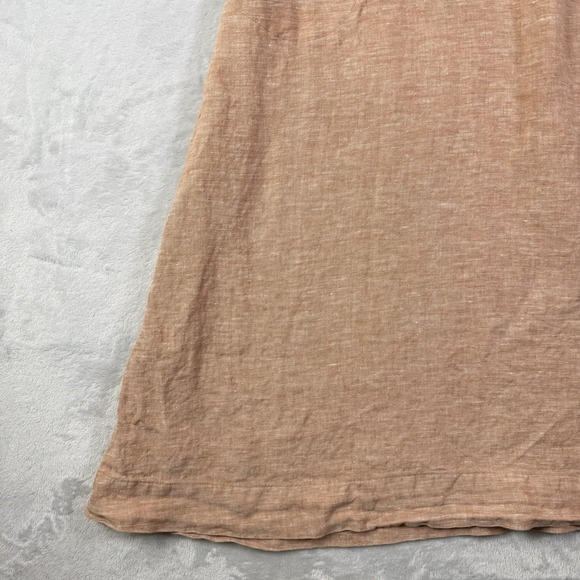 J Jill 100% Linen Dress Size Small Petite Tan/Orange Beach Vacation Pockets - Picture 2 of 15